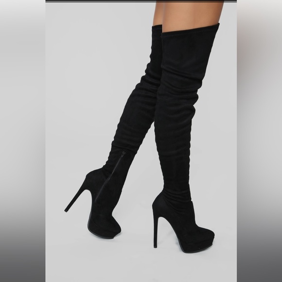 Fashion Nova Faux Suede Over The Knee Heeled Boots - Picture 1 of 3
